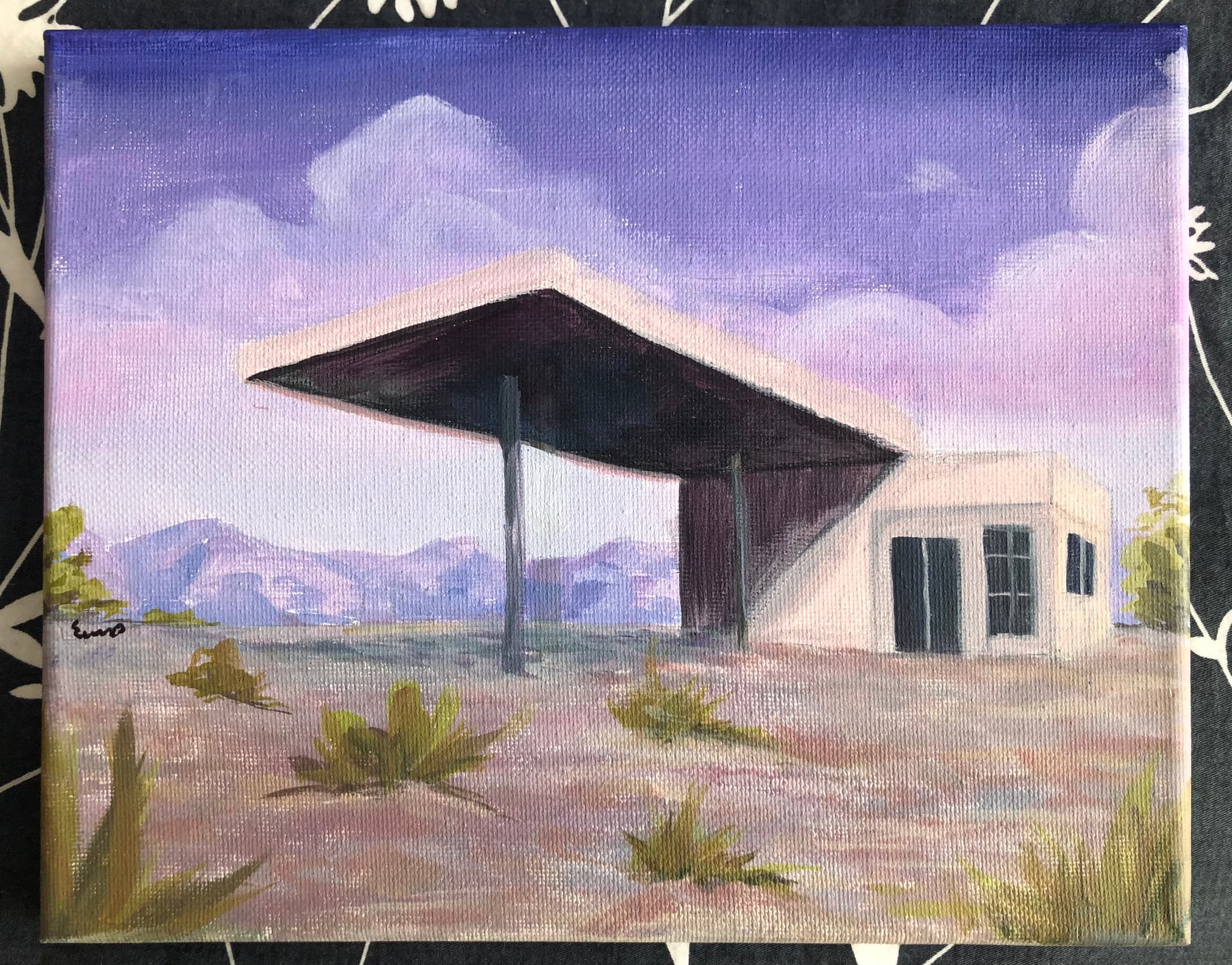 GASOLINERA - ACRÍLICO SOBRE LIENZO - 25.5 X 20.2 CM
